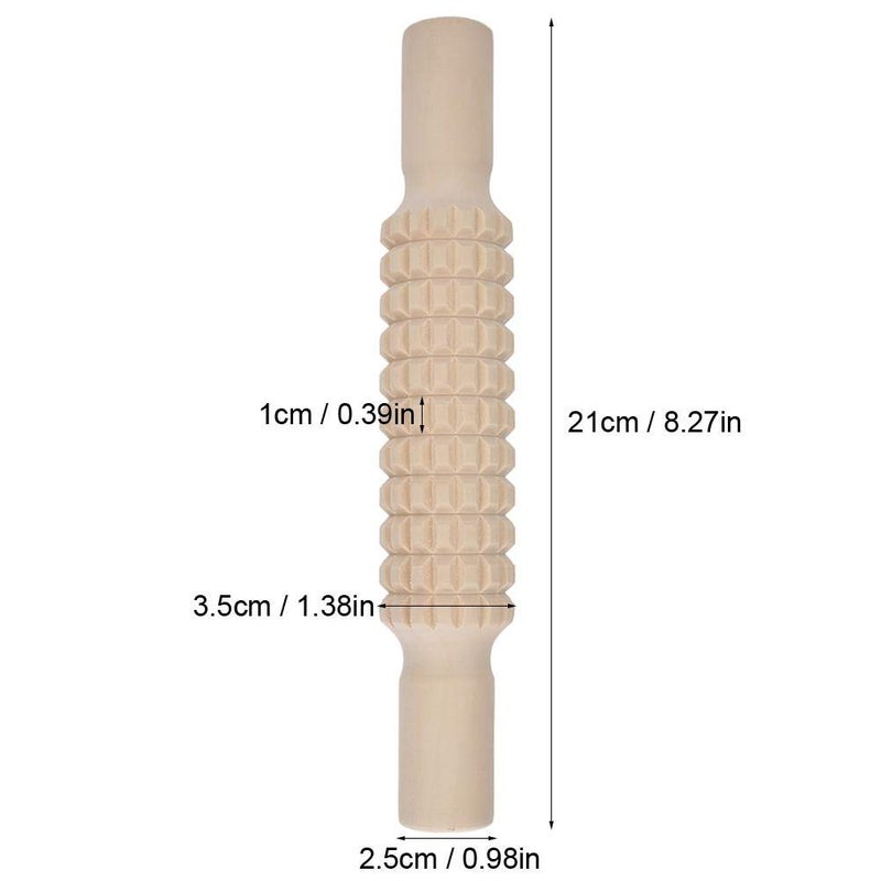 TOPINCN Clay Roller Wooden Solid Clay Rolling Pin Pottery Modeling Tools Dough Roller Baking Pastry Cake Pizza Roller (Lattice Type) - Image 5